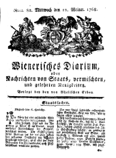 Wiener Zeitung 17681012 Seite: 1