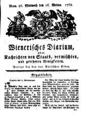 Wiener Zeitung 17681026 Seite: 1