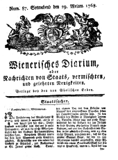 Wiener Zeitung 17681029 Seite: 1