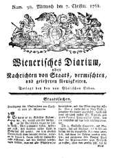 Wiener Zeitung 17681207 Seite: 1