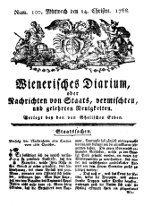 Wiener Zeitung 17681214 Seite: 1