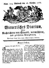 Wiener Zeitung 17681228 Seite: 1