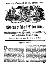 Wiener Zeitung 17681231 Seite: 1
