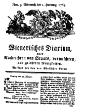 Wiener Zeitung 17690201 Seite: 1