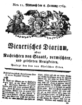 Wiener Zeitung 17690208 Seite: 1