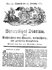 Wiener Zeitung 17690215 Seite: 1