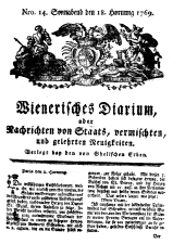 Wiener Zeitung 17690218 Seite: 1