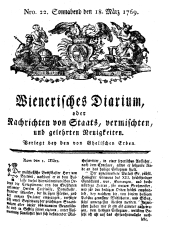 Wiener Zeitung 17690318 Seite: 1