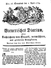 Wiener Zeitung 17690401 Seite: 1