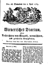 Wiener Zeitung 17690408 Seite: 1