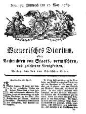 Wiener Zeitung 17690517 Seite: 1