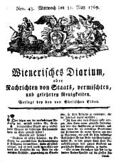 Wiener Zeitung 17690531 Seite: 1