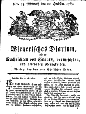 Wiener Zeitung 17690920 Seite: 1