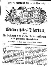 Wiener Zeitung 17690923 Seite: 1