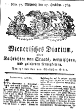 Wiener Zeitung 17690927 Seite: 1