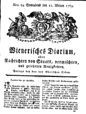 Wiener Zeitung 17691021 Seite: 1