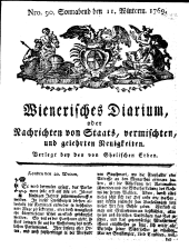 Wiener Zeitung 17691111 Seite: 1
