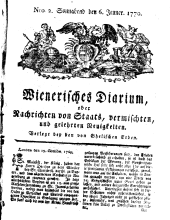 Wiener Zeitung 17700106 Seite: 1