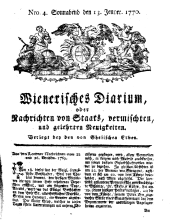 Wiener Zeitung 17700113 Seite: 1