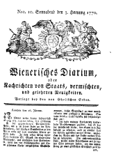 Wiener Zeitung 17700203 Seite: 1