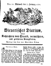 Wiener Zeitung 17700207 Seite: 1