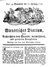 Wiener Zeitung 17700217 Seite: 1