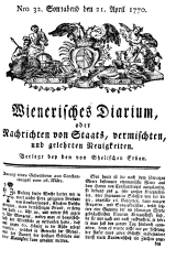 Wiener Zeitung 17700421 Seite: 1