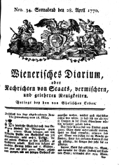 Wiener Zeitung 17700428 Seite: 1