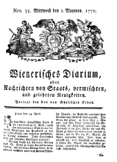 Wiener Zeitung 17700502 Seite: 1