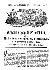 Wiener Zeitung 17700707 Seite: 1