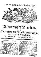 Wiener Zeitung 17700801 Seite: 1