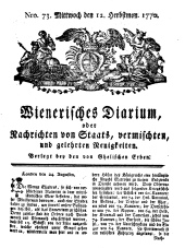 Wiener Zeitung 17700912 Seite: 1