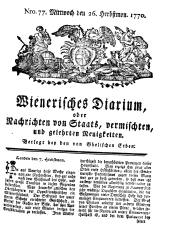 Wiener Zeitung 17700926 Seite: 1