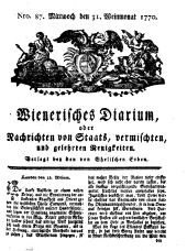 Wiener Zeitung 17701031 Seite: 1