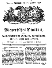 Wiener Zeitung 17710116 Seite: 1