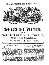 Wiener Zeitung 17710403 Seite: 1