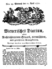 Wiener Zeitung 17710410 Seite: 1