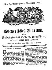 Wiener Zeitung 17710807 Seite: 1
