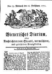 Wiener Zeitung 17710918 Seite: 1