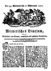 Wiener Zeitung 17711120 Seite: 1