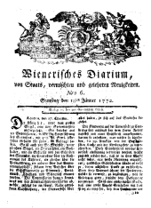 Wiener Zeitung 17720118 Seite: 1