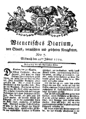 Wiener Zeitung 17720122 Seite: 1