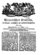 Wiener Zeitung 17720321 Seite: 1