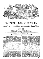 Wiener Zeitung 17720422 Seite: 1