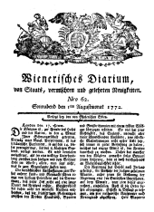 Wiener Zeitung 17720801 Seite: 1
