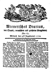 Wiener Zeitung 17720819 Seite: 1