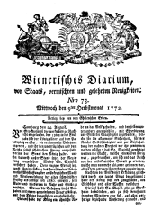 Wiener Zeitung 17720909 Seite: 1