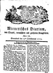 Wiener Zeitung 17720919 Seite: 1