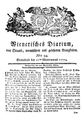 Wiener Zeitung 17721121 Seite: 1