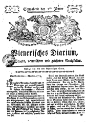 Wiener Zeitung 17730102 Seite: 1